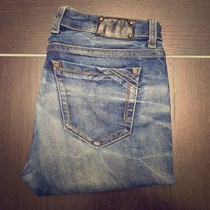 Acid Wash Buckle Black Skinny Jeans